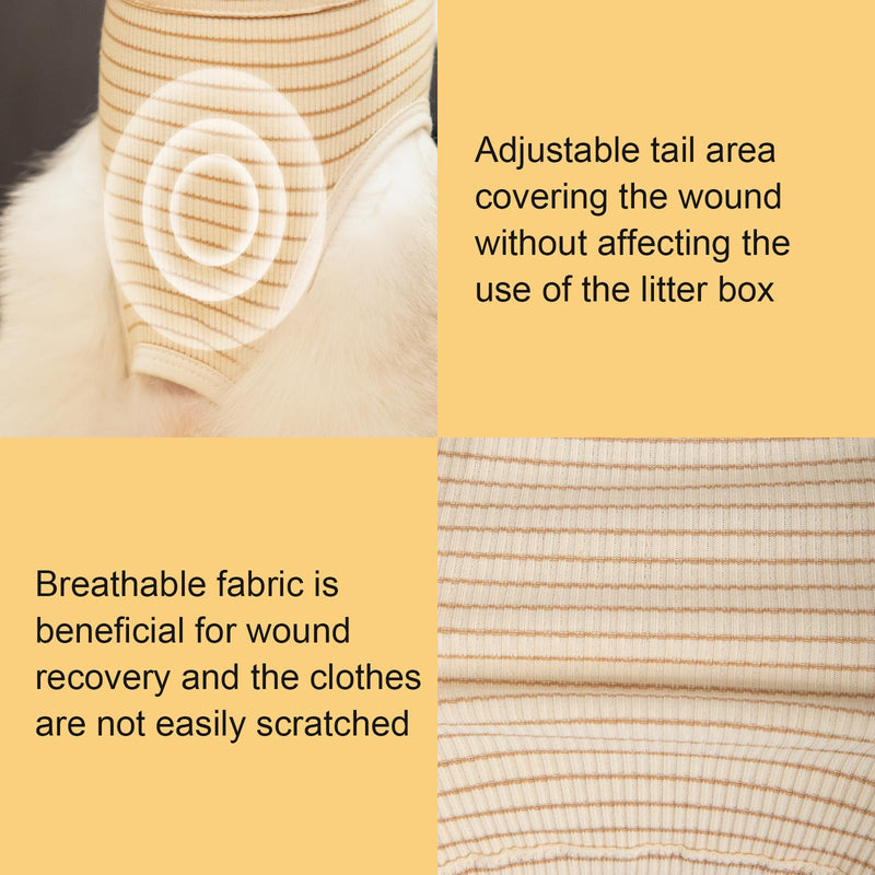 H HIDREAM Cat Clothes for Cats Only Female, Onesie for Women Spaying, Weaning, Skin Disease, Adjustable Cat Surgical Recovery Suit Gown Brown M Medium