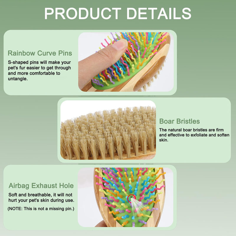 Dog Brush in Mint Green for Dogs Grooming and Detangling, Easy to Hold Ergonomic Handle, Double Sided Soft Silicone Teeth and Bristle Brushes, Best Pet Brush for Curly-haired Dogs, Eco Friendly - PawsPlanet Australia