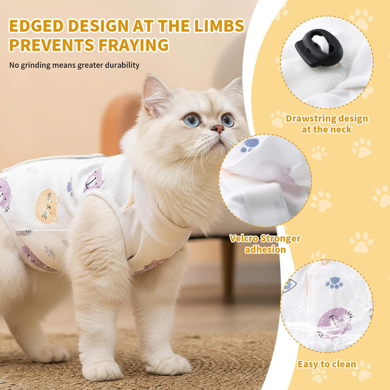 Cat Body After Surgery, Breathable Recovery Suit for Cats, Soft Cotton Body After Castration, Surgical Body Against Licking, Alternative to E-Collar for Abdominal Wounds