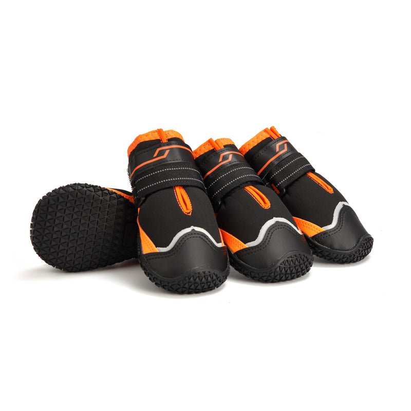 Dog Shoes for Large Dogs Anti-Slip Dog Boots & Paw Protectors for Hot Pavement Waterproof Small Medium Large Dog Booties for Rainy Day Summer Hiking Winter Snowy Day Dog Booties 4PCS Waterproof-Orange Black #4 (width 1.96 inch) for 31-38 lbs - PawsPlanet Australia