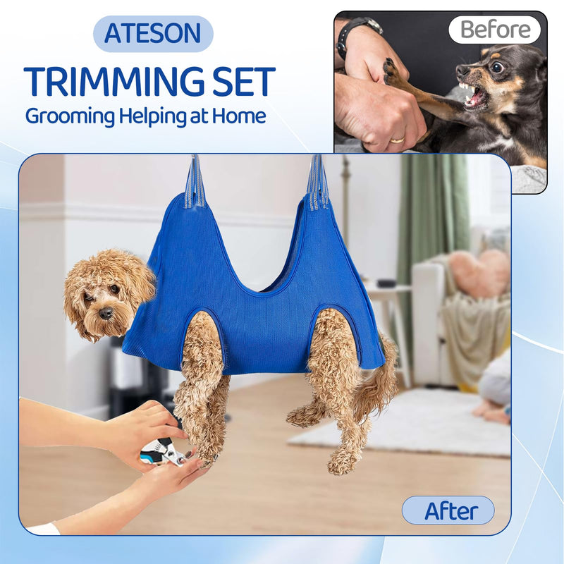 Dog Grooming Hammock for Large & Giant Dogs, Pet Grooming Sling with Nail Clippers, Trimmers & Scissors – Comfortable & Safe Grooming Harness for Stress-Free Nail Trimming for XXXL Dogs XXXL for Large Giant Dogs 110-150LB Blue