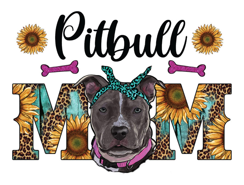 Pitbull Mom 5 Inch Waterproof Decal Sticker Wall Window Sunflower Love Pet Paw Dog Cat Family Bird Pets Pig Rabbit Lover Animal American Granddog Trainer CS1415-2PK - PawsPlanet Australia
