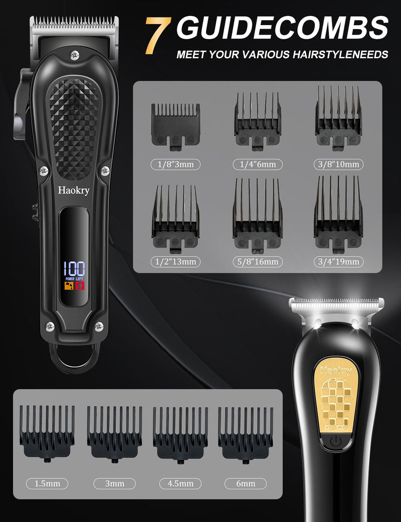 Hair Clippers & Trimmer for Men,Professional Barber Clippers and Trimmers Set,Mens Cordless Hair Clipper for Barbers Haircut Kit,Beard Trimmer,Rechargeable Electric Shaver - PawsPlanet Australia