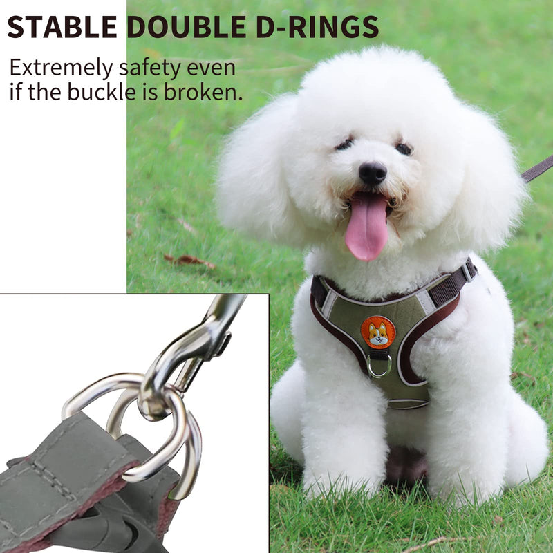 Dog Harness for Small Dogs, Adjustable No Pull Harness for Small Dogs Comfort Reflective Small Dog Harness and Leash Set with 2 Leash Clips, Puppy Dog Vest Harness for Small Medium Dogs L (ref: 15.4 to 22.0 lbs) Brown - PawsPlanet Australia