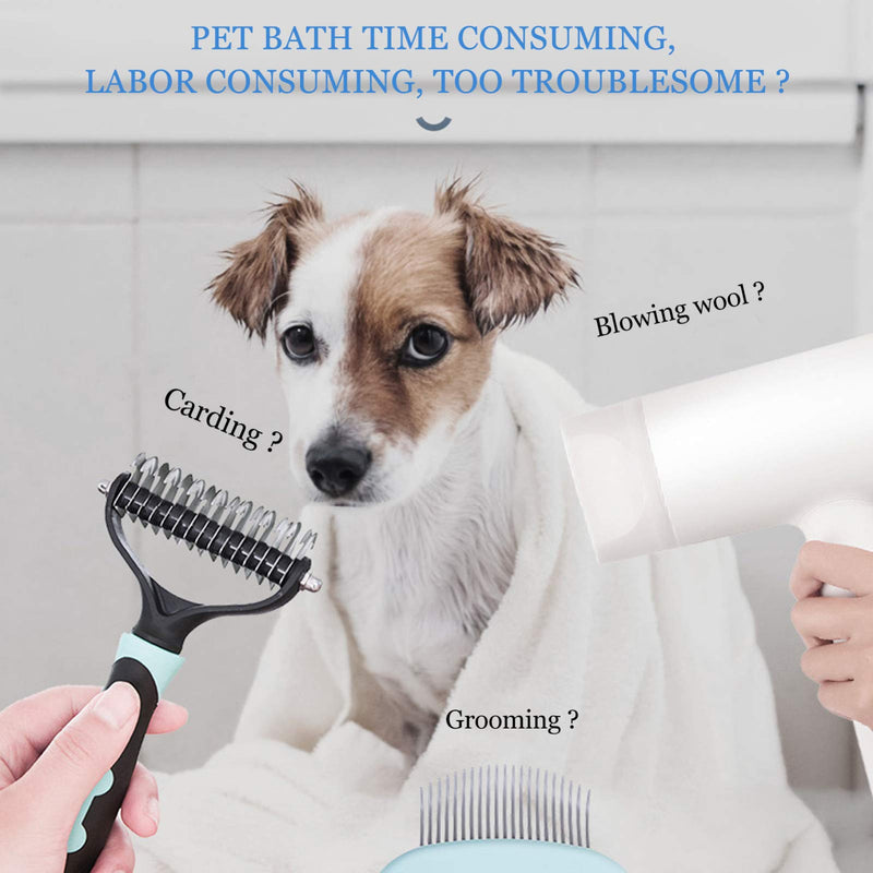 2 in 1 Dog Hair Dryer Comb Pet Hair Dryer Portable Dog Dryer with Slicker Brush Professional Home Grooming Furry Drying Blower for Small Large Cat Dog White - PawsPlanet Australia
