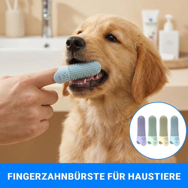 Dog Toothbrush, Pack of 4 Dog Finger Toothbrushes, 4 Pieces Two-Headed Dog Toothbrush, 2 Pieces Triple Heads Dog Toothbrushes for Dogs Cats Dental Care