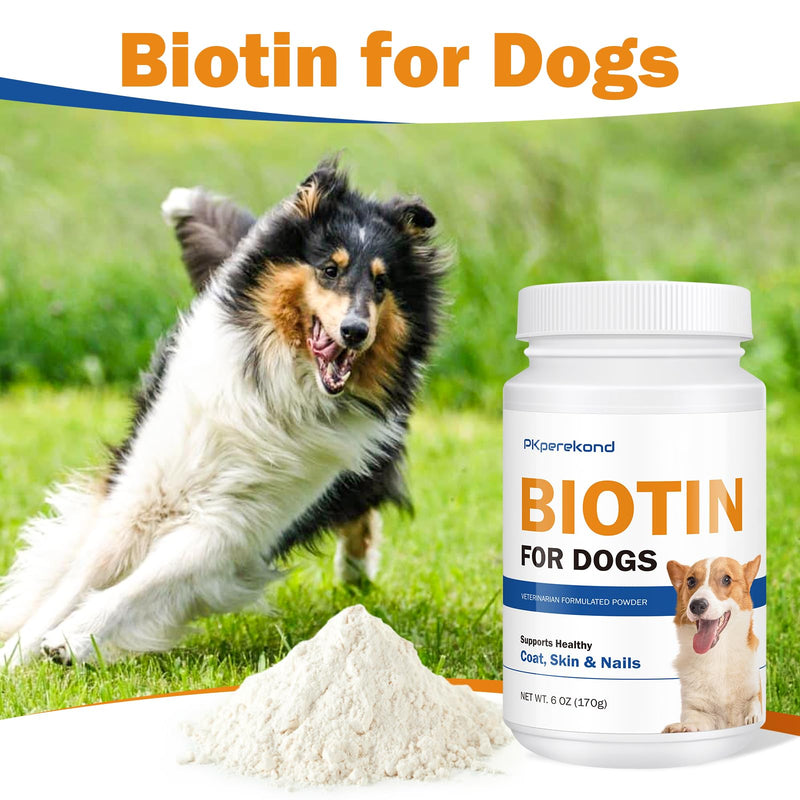 Biotin for Dogs, Supports Shiny Coat and Healthy Skin, Strengthens Dog Nails, Biotin Powder Supplement for Dog Shedding, Dry Skin Relief for Dogs, 6 oz Original - PawsPlanet Australia