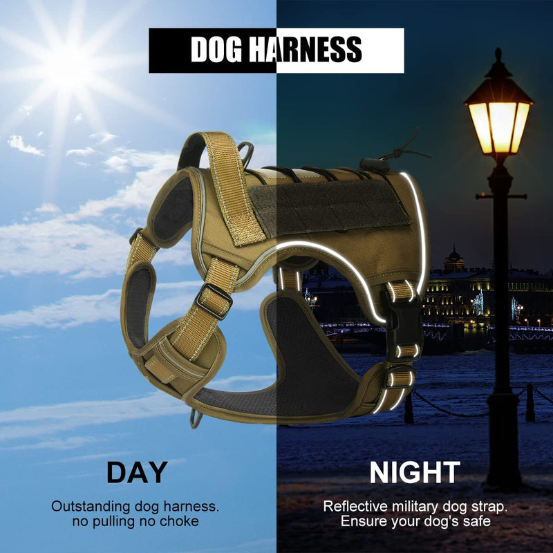 CBBPET Tactical Dog Harness for Small Medium Large Dogs No Pull Adjustable Harness Training Easy Control Pet Vest,Reflective Working Training (M(Neck:17-26,Chest:24-36)) M(Neck:17 - 26,Chest:24 - 36) - PawsPlanet Australia