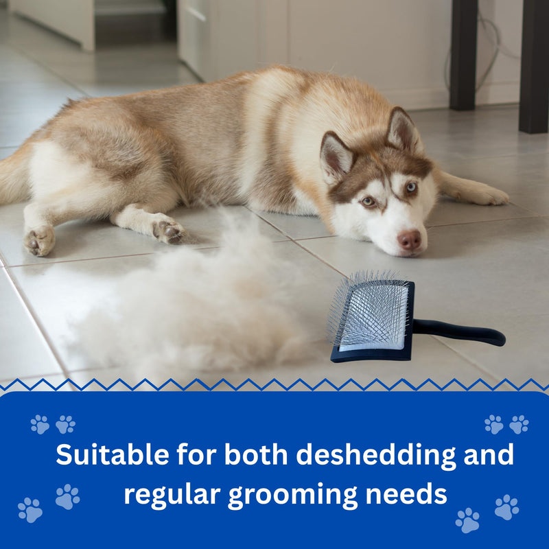 Pet Slicker Brush – Long Pin Grooming Tool for Dogs & Cats – Wooden Handle, Tangle & Shedding Remover – Black - PawsPlanet Australia