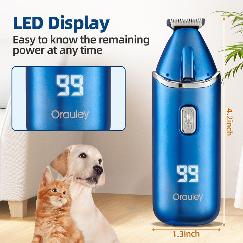 Dog Paw Trimmer, Paw Trimmer for Dogs & Cats, Low-Noise Dog Clippers with Safe Blade, LED Light,Protective Cap, Rechargeable Electric Pet Paw Grooming Clippers for Paws, Ears, Face, Jewel Blue - PawsPlanet Australia
