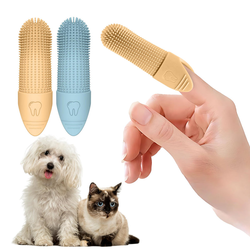 Jack & Milo 2-Pack Soft Silicone Pet Toothbrush – Gentle Finger Toothbrush for Small Dogs, Puppies & Cats – Safe Oral Care for Baby Pets – Promotes Healthy Teeth & Gums – Orange & Blue Orange/Blue
