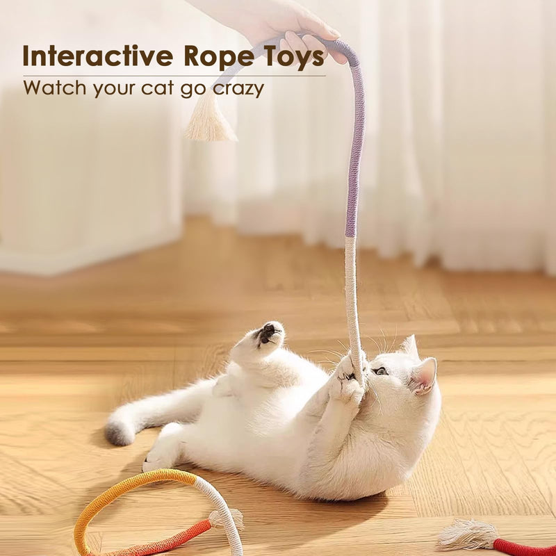 3 PCS Cotton Rope Cat Toys for Indoor Cats, Interactive Cat Rope Toys with Silvervine Fruit for Cats and Kittens, Handmade Pet Chew Toys for Teeth Cleaning - PawsPlanet Australia