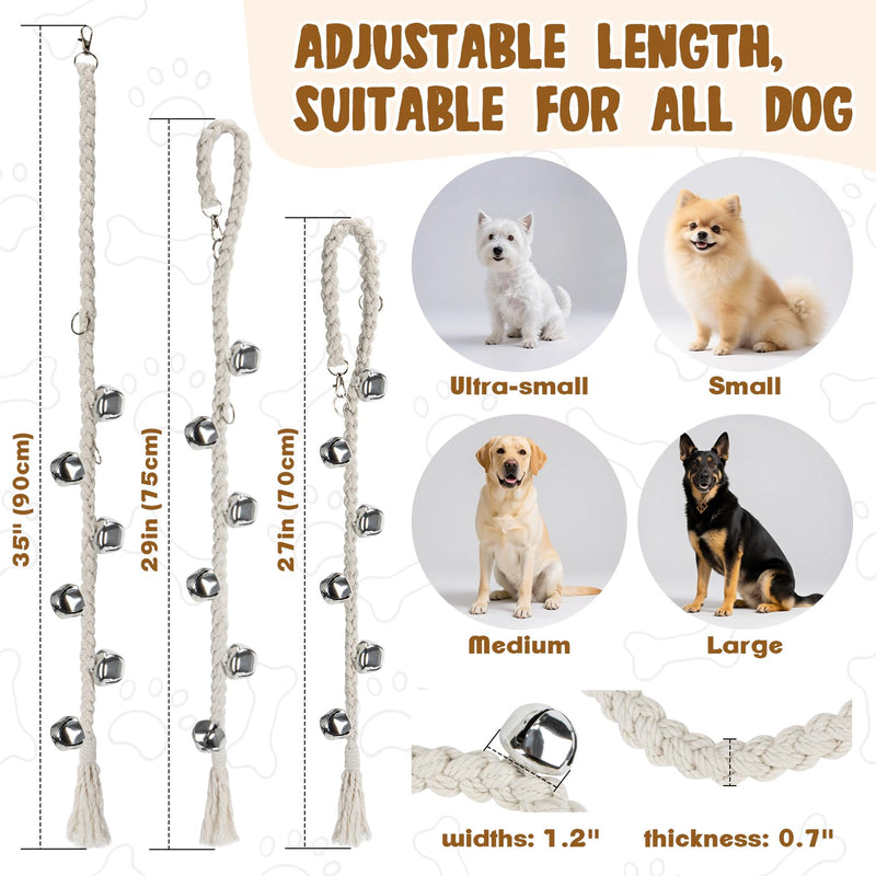 Dog Bells to Go Outside - RAINFLOW Dog Door Bells for Potty Training,Adjustable Potty Bells for Dogs,Handmade With Polyester Cotton,Comes for Puppies Dogs Doggy Doggie Pooch Pet Cat Pet Supplies Beige - PawsPlanet Australia