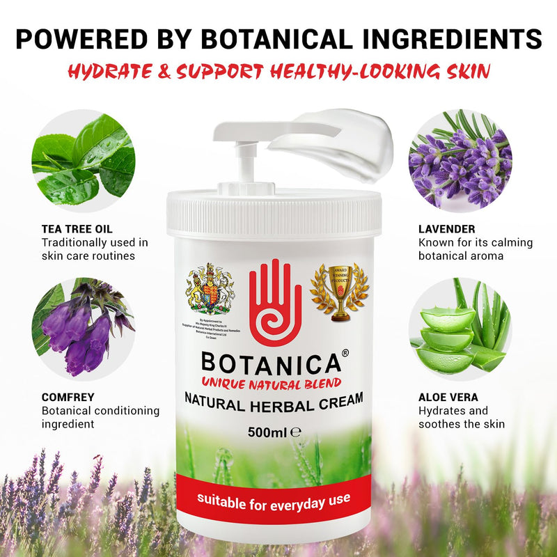 Botanica Herbal Cream - Horse Coat Moisturizer and Wound Care - Treats Cuts, Wounds and Skin Irritation | Equine Grooming for Dry, Rough-Looking Areas | Aloe Vera, Tea Tree, Lavender & Comfry (500mL)