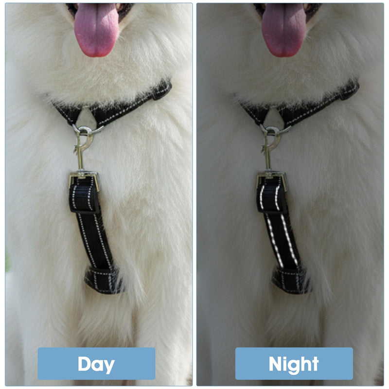 2 Pcs Dog Collar Safety Clips with Double Ended Clasps, Adjustable Collar Backup Clip with Reflective Stripes Harness Collar Connector for Walking Training Running Black - PawsPlanet Australia