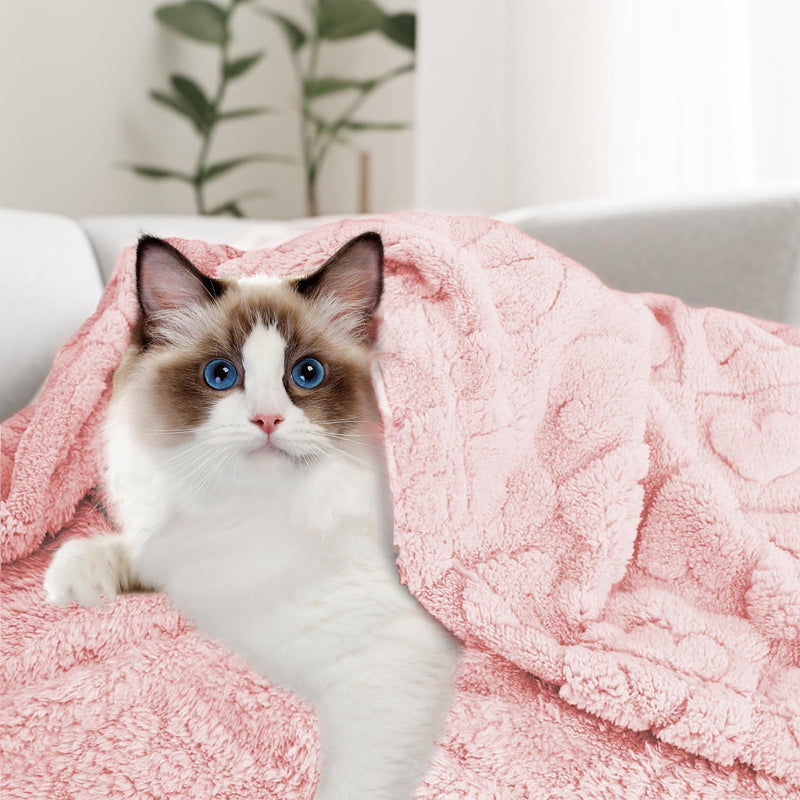 MACEVIA Fluffy Fleece Dog Blankets,Warm Soft Fuzzy Pets Blanket for Puppy,Small,Medium,Large Dogs and Cats,Plush Pet Throws for Bed,Couch,Sofa,Travel(40x60 Inch,Light Pinkt) Light Pink-heart L(40"x60") - PawsPlanet Australia