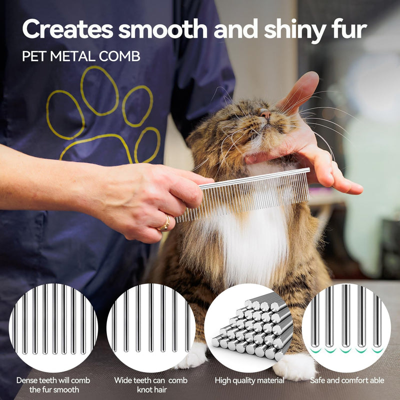 Dog & Cat Brush,Pet Grooming Kit 2PCS- Cat Brush for Shedding| Pet Metal Comb. Self-Cleaning Slicker Brush for Short and Long Hair. Removes Undercoat, Loose Hair, Tangled, Dirt and Massages. 2PCS-Green