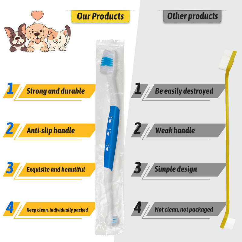 Newday Pet Toothbrush for Dogs, Cats, Double Headed Dog Toothbrush with Soft Bristles, Easy Teeth Cleaning, Non Slip Dog Toothbrushes in Bulk (Pack of 3) - PawsPlanet Australia