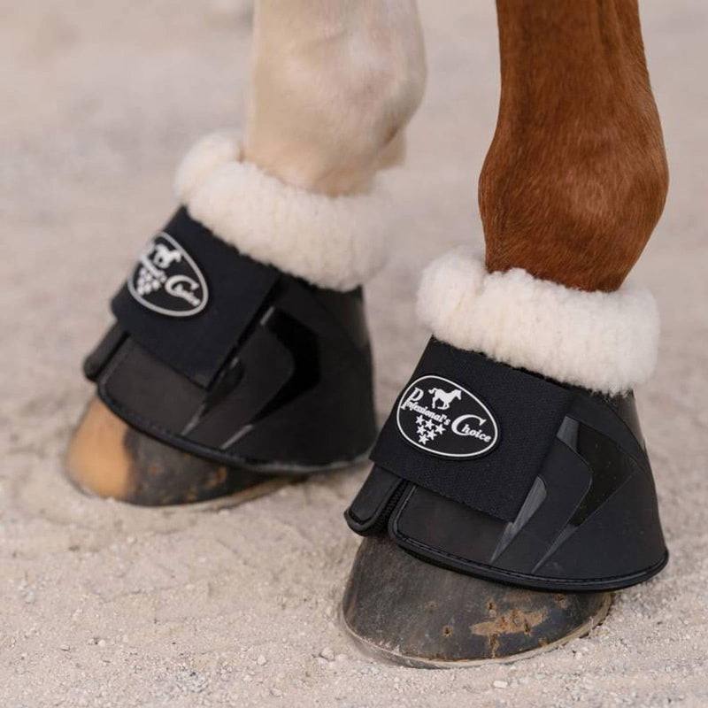 Professional's Choice Hard Shell All-Purpose Bell Boots | Durable and Shock Absorbing | Full Coverage | Easy to Clean Large With Fleece Black - PawsPlanet Australia