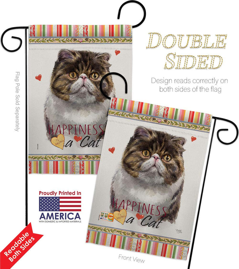 Breeze Decor Exotic Short Hair Happiness Garden Flag Pack Cat Kitten Meow Spoiled Paw Fur Pet Nature Farm Animal Creature Applique House Banner Small Yard Gift Double-Sided, Made in USA - PawsPlanet Australia