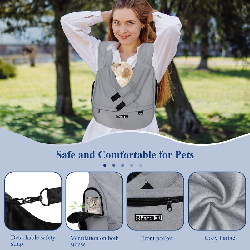 Petskd Dog Carrier Sling for Small Pet 5-15 LBS, Hands Free Front Facing Cat Sling Chest Carrier with Bottom Mat and Adjustable Strap for Pets Anti-Anxiety, Walk, Vet - PawsPlanet Australia