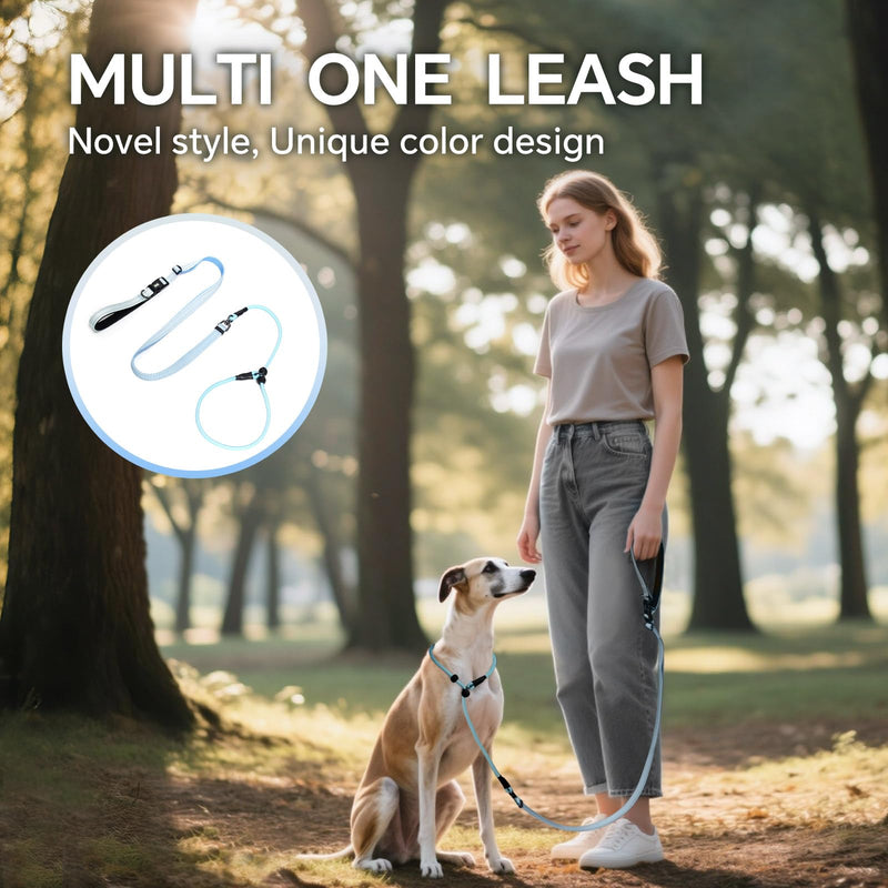 QQPETS Adjustable Slip Lead Dog Leash, Hands Free Waist Leash for Dog Walking, Reflective Training Lead with 360° Swivel Anti-Tangle, 4-7 ft Length for All Breeds Blue Gradient - PawsPlanet Australia