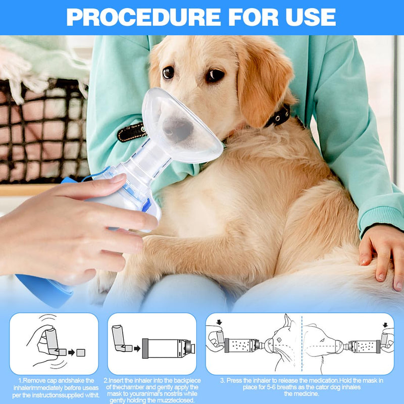 Yuragim Pet Inhaler Spacer with 2 Sizes Masks for Cats Dogs Cat Hand Inhaler Spacer with Indicator, Pet Aerosol Chamber for Home and Outdoor Use