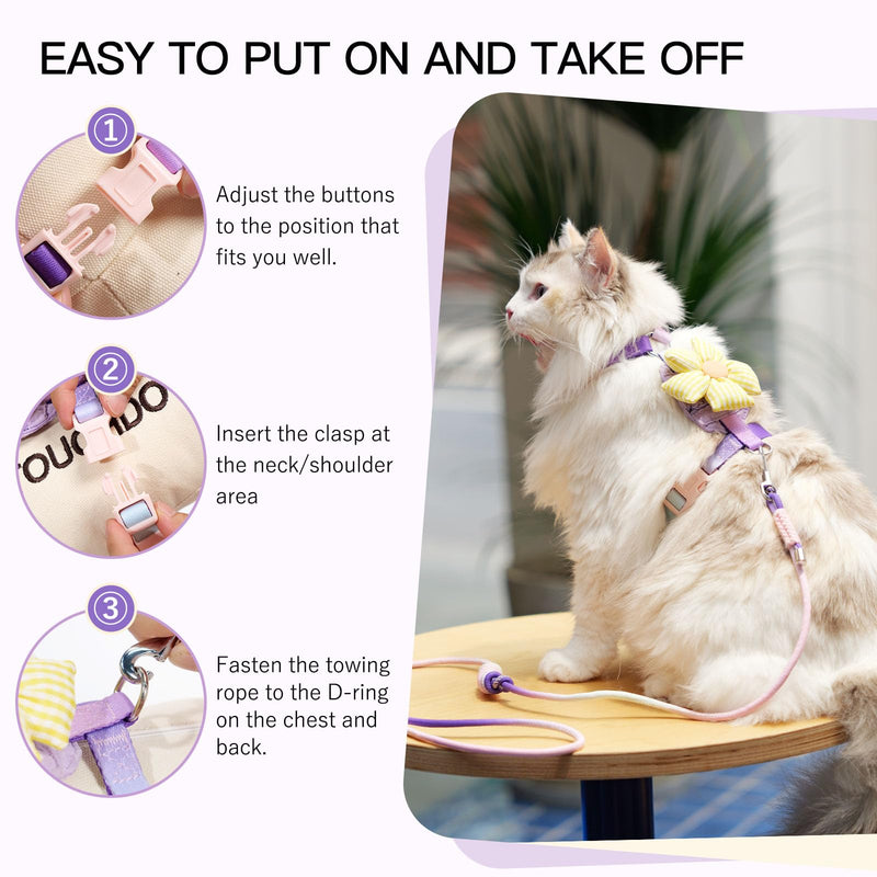 TOUCHDOG Cat Harness and Leash Set - Escape Proof Mesh Vest with Hidden AirTag GPS Pocket, Ultra-Lightweight 64g Safety Walking Harness for Kittens & Small Cats(Yellow Sunshine Spark Bundle, Medium) Yellow Sunshine Spark Bundle