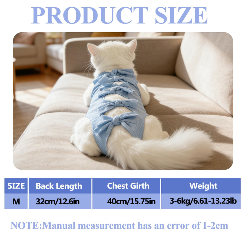 Male Cat Recovery Suit,2 PCS Polyester Post-Operative Onesie for 6.6-13.2 lbs Cats Anti-Licking Surgical Recovery Shirt for Wound Care & Spay/Neuter(M,Blue & Pink)
