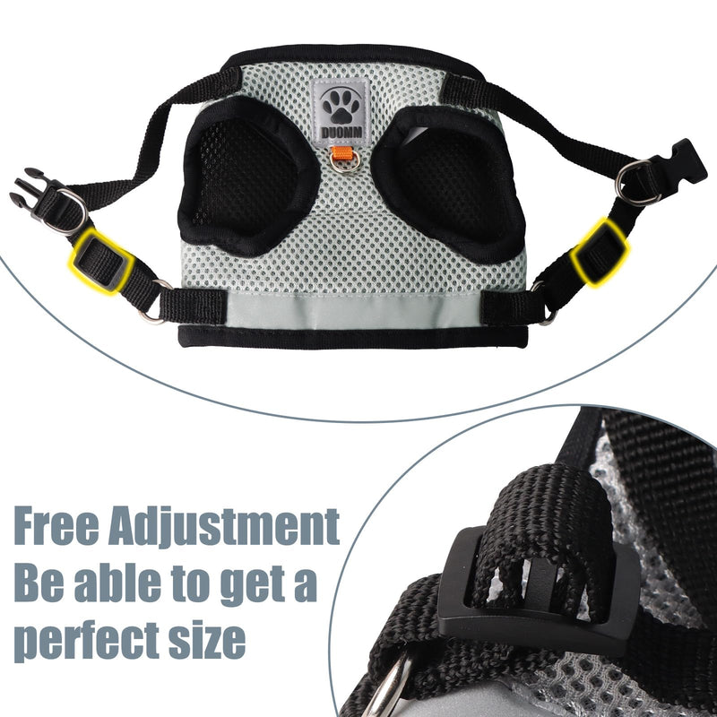 Cat Harness and Lead Set, Escape Proof Kitten Harness with Cat Leash, 16.4 Ft / 5 M Automatic Retractable Cat Lead for Garden, Reflective Adjustable Soft Vest for Small Cat Walking (Grey, S) Grey - PawsPlanet Australia