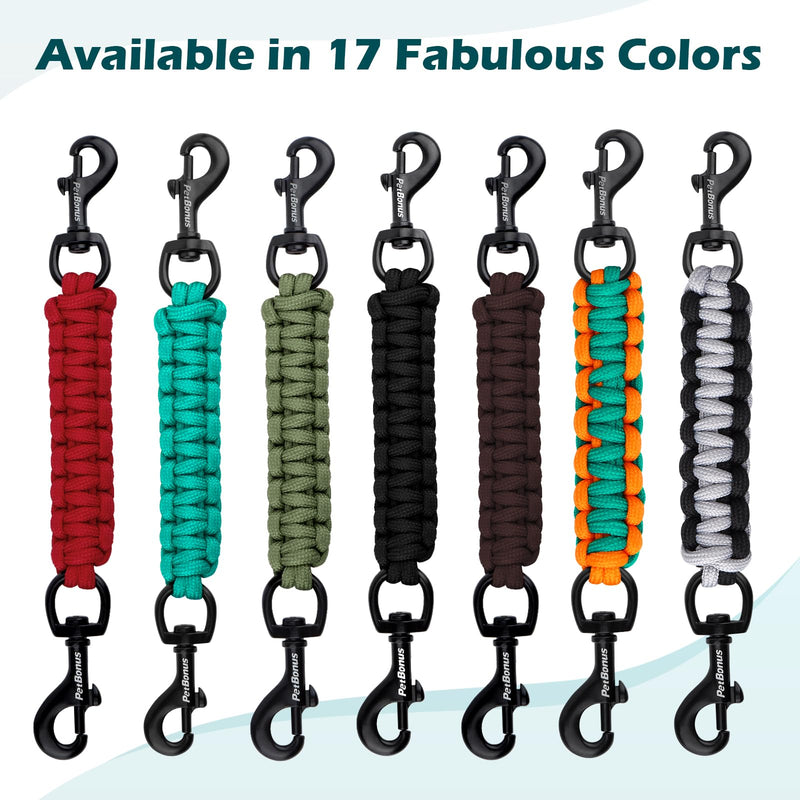 PetBonus Dog Collar Safety Clip, Handmade Backup Safety Strap for Dog Harness, Prong, Pinch Collar, Double Ended Clasp Leash Connector (Black) Black - PawsPlanet Australia