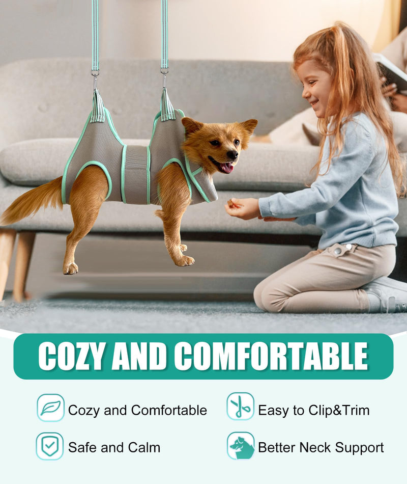 Dog Grooming Hammock Harness, Small Dog Groming Sling, Gray Dog Hanging Harness for Nail Trimming,Dog Nail Clipping Hanger Restraint Holder S (30 LB Max) Silver Grey 6-13in - PawsPlanet Australia