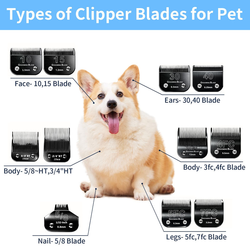 3 Pcs Size 30# Detachable Dog Grooming Blades, Compatible with Andis, Oster A5, Wahl KM10 Series Clippers, Cut Length 0.5mm, Black (30# 0.5mm, 3Pcs) 30# 0.5mm, 3 Pcs