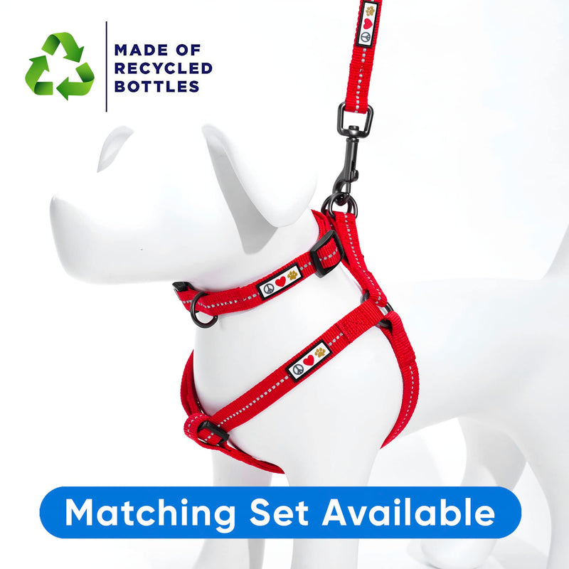 Pawtitas Recycled Dog Collar with Reflective Stitched Puppy Collar Made from Plastic Bottles Collected from Oceans Medium Red Chili Medium (Pack of 1) Recycled Red - PawsPlanet Australia