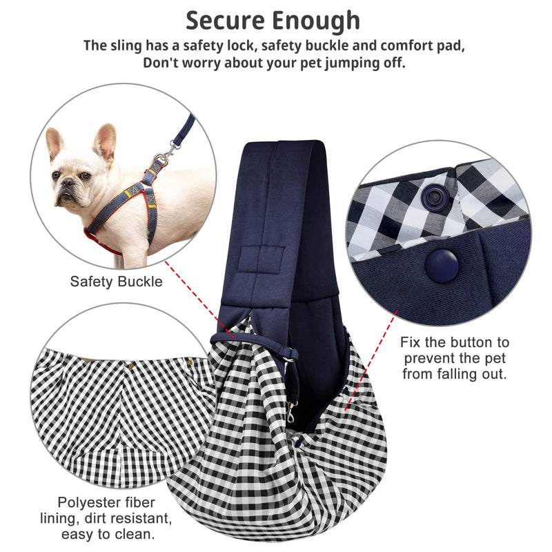 CUBY Dog and Cat Sling Carrier - Hands Free Reversible Pet Papoose Bag - Soft Pouch and Tote Design - Suitable for Puppy, Small Dogs Cats Outdoor Classic Blue Classic Pocket & Non-Adjust - PawsPlanet Australia