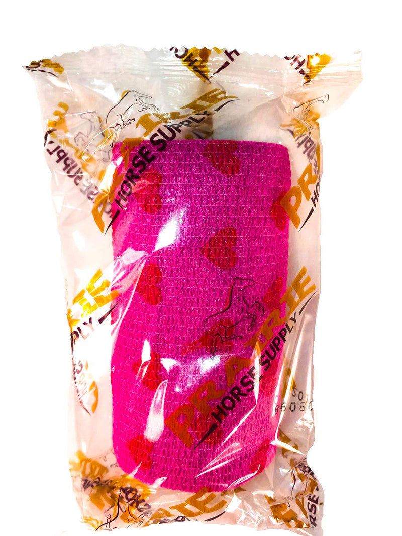 Vet Wrap Wrap Tape (Pink with Hearts) (2 Pack) (3 Inch x 15 feet) Self Adhesive Adherent Adhering Cohesive Flex Self Stick Bandage Grip Roll Dog Cat Pet Horse 2 Rolls