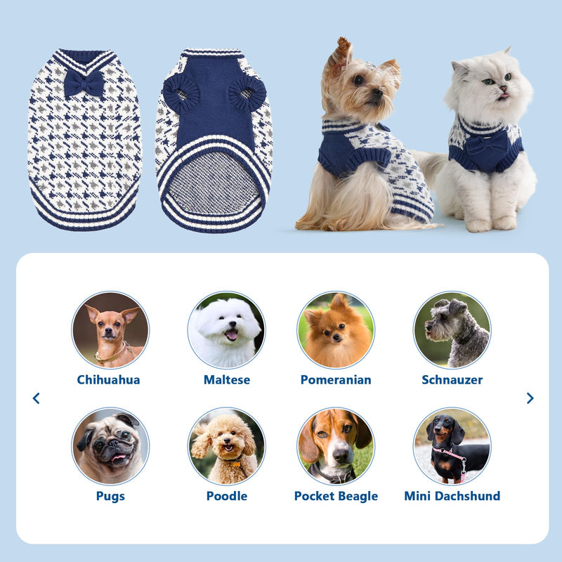 Dog Sweaters for Small Dog Male Cold Weather Doggie Knitwear Sweater Pet Winter Knit Outfit Chihuahua Pocket Beagle Mini Dachshund Yorkie Schnauzer Clothes for Dog Girls Boys (Blue, M) Blue Medium - PawsPlanet Australia