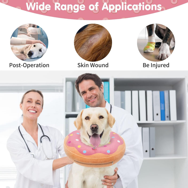 BINGPET Protective Dog Cone Collar,Soft Recovery Pet Cone for Dogs Cats,Washable Protective Recovery Collar for Large Medium Small Dogs,Inflatable Dog Cone,Adjustable Pet Recovery Cone After Surgery Donut Pink X-Large(Neck:17"-22") - PawsPlanet Australia