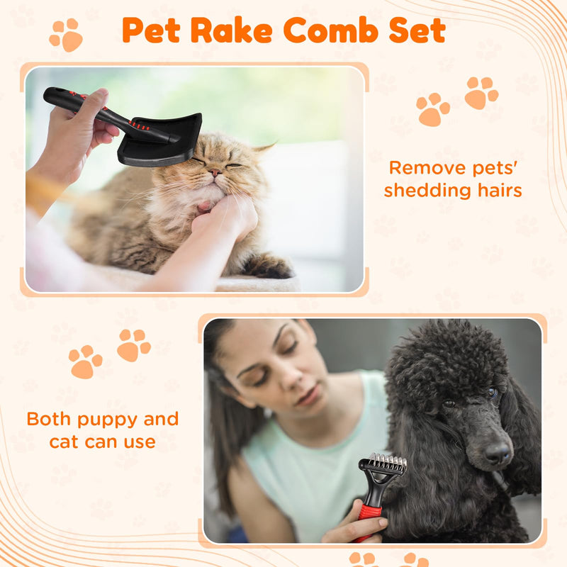 Baderke 8 Pcs Pet Grooming Care Kit Including Dematting Comb Detangling Brush Rake Comb Tooth Comb Pin Comb Bath Brush Nail Clipper and Nail File for Removing Knot and Hair from Dog Cat - PawsPlanet Australia