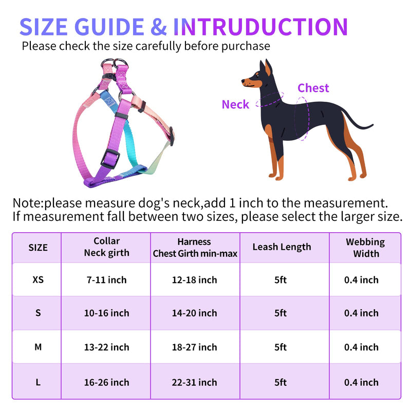 AIITLE Step in Dog Harness Collar Leash Set - Adjustable Heavy Duty No Pull Halter Harness - 360°Swivel Carabiner Clip,Safety Buckle,Easy Fit - Training Walking Running for Small Medium Large Dogs L Pink - PawsPlanet Australia