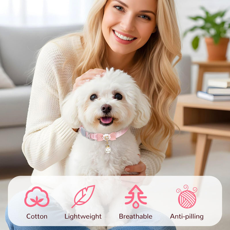 2 Pack Breakaway Cat Collar with Bowtie and Bell, Cute Pink Cat Collar for Girl Cats Adjustable Safety Collars Soft Kitten Collars for Girl Cats (Pink, 2 Styles) - PawsPlanet Australia