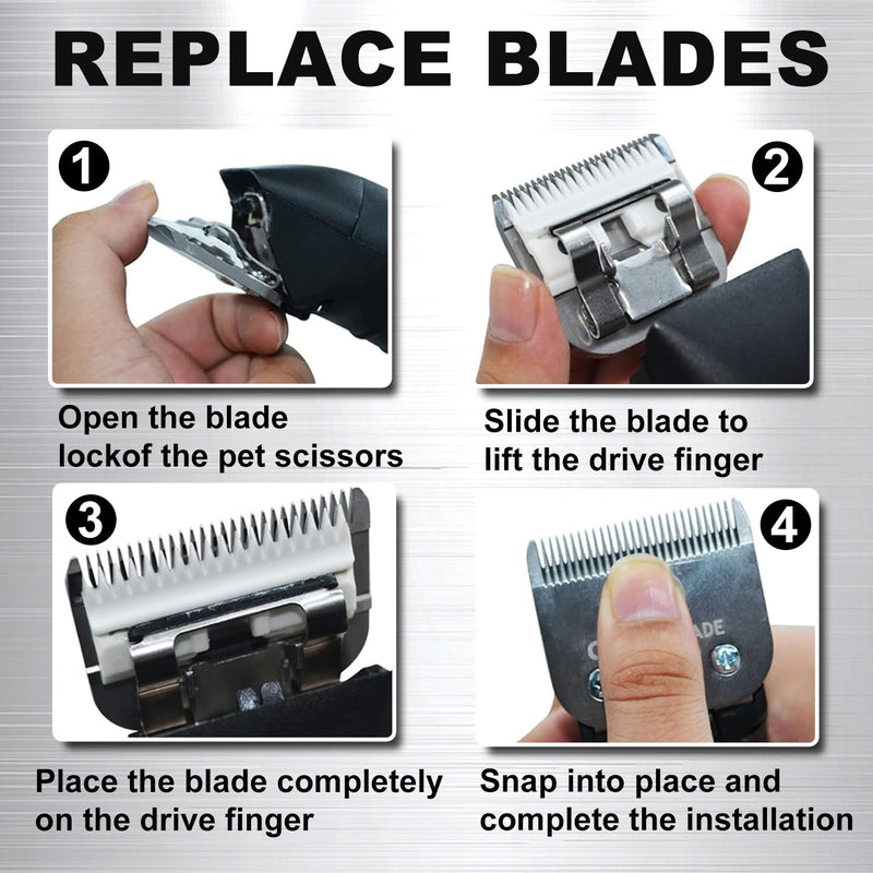 Docal Detachable Clipper Ceramic Blades 4FC/5FC/7FC Silver, Dog Grooming Clipper Replacement Blades Compatible with KM Series Clippers, Most A5, Size-4FC/5FC/7FC, Cut Length 3.2mm to 9.5mm, 3 Packs 4FC+5FC+7FC - PawsPlanet Australia