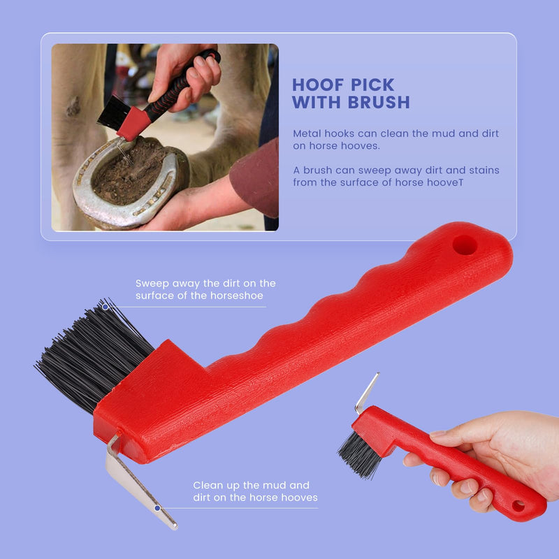 Horse Grooming Kit, Horse Brushes for Grooming 10pcs Horse Cleaning Tool Set with Tote Bag, Sweat Scraper, Curry Comb, Brush, Hoof Pick, Livestock Bathing Supplies Equine Care Supplies - PawsPlanet Australia