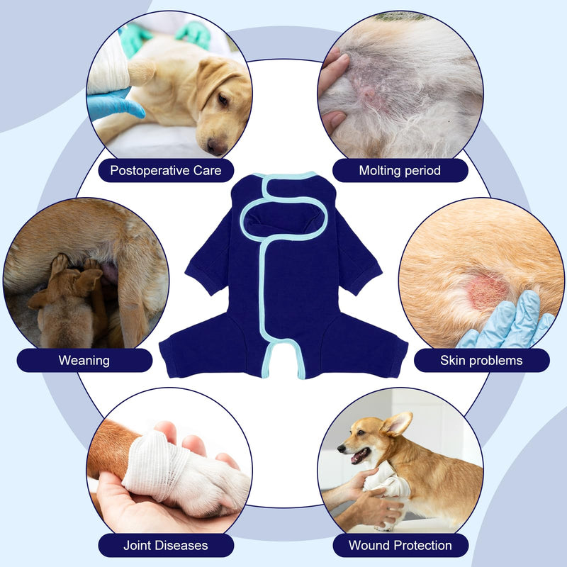 Surgical Body Dog Long-Sleeved with Leg, Dog Bodysuit After Surgery, Rear Legs Leak Protection After Surgery, Adjustable Body Dog Recovery Case, Wound Protection Suits, Body Breathable After Dog, Blue M (Chest Circumference: 45-53cm)