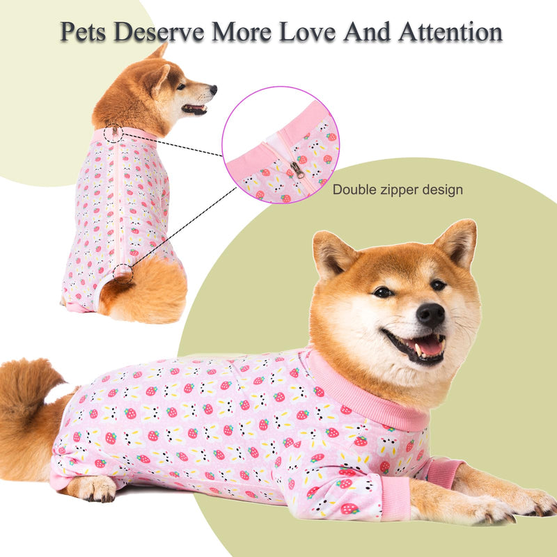 Dog Recovery Suit for Small Medium Large Dogs, Pet Onesie After Surgery Comfort Dog Bodysuit Anti Licking (Medium, Pink Bunny) - PawsPlanet Australia