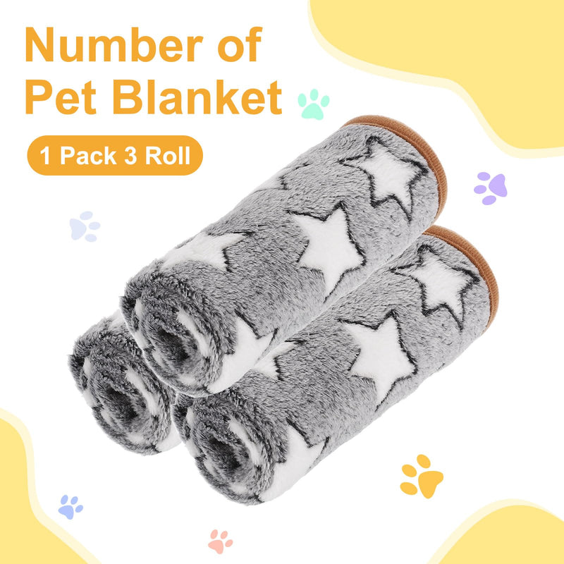 Pet Blanket, Medium Soft Fluffy Flannel Star Printed Throw Blanket, Scratch Proof Furniture Protector Cover 30x42 Inches, (Gray, 1 Pack 3), Intended for Dog/Cat Gray - PawsPlanet Australia