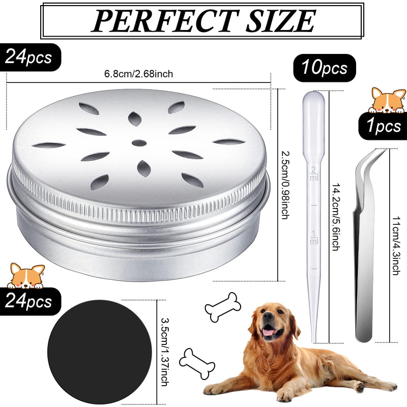 59 Pcs Dog Scent Training Kit, 24 Dog Scent Training Box Dog Nose Work Containers Aluminum Cans 24 Magnetic Dots 10 Plastic Dropper with 1 Tweezer for Work Dogs Training - PawsPlanet Australia