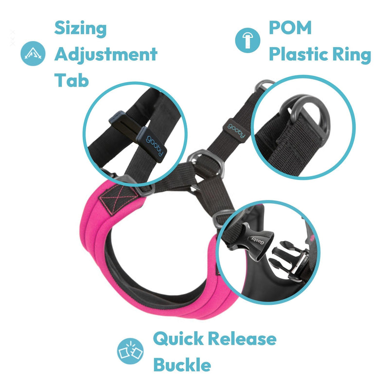 Gooby Escape Free Sport Harness - Pink, Small - No Choke Step-in Patented Neoprene Dog Harness with Four-Point Adjustment for Small to Medium Dogs Small chest (12.5-18.75")