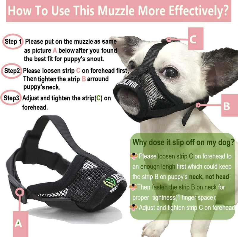 Small Dog Muzzle XS for Grooming Barking Chewing, Barkless Soft Mesh Muzzles to Prevent Eating Poop Things,Best for Aggressive Dogs (Crystal Pink) Breathable Pink