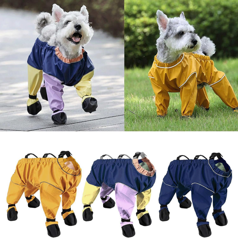 Dog Paw Boots Leggings Waterproof, Suspender Booties for Dogs Anti-Slip, Pet Paws Protector Dirty-Proof,Dog Snow Pants Shoes for Outdoor Walking Running Hiking Winter Pants Boots Yellow XS